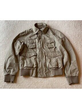 VTG Y2K H&M Green Military Bomber Cargo Jacket Men's S US36 Utility Pockets